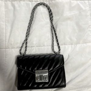 Michael Michael Kors Women's small Rose Quilted Leather Flap Bag in Black